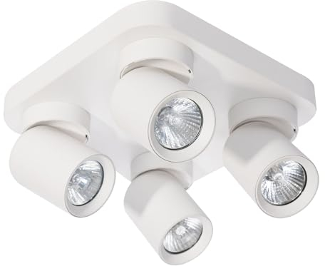 Miratic Luminaria de Pared y Techo - Aplique Pared Interior - Apliques Pared Dormitorio GU10 Sustituible máx. 12 W (Bombilla no incluida) IP20 (base cuadrada - 4 cabezas, Blanco)