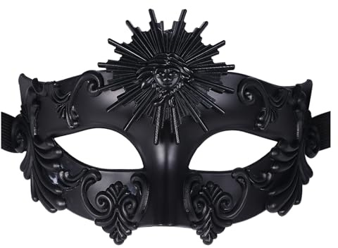 OIDEA Venetiansk mask för män, solgud: svart maskerad grekisk romersk halvmask ögonmask karnevalsmask kostym karneval cosplay party maskerad för män