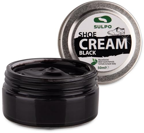 SULPO Lucido per scarpe nero - Cura pelle scarpe - crema per pulire scarpe - ravviva scarpe pelle - lucido per scarpe liscio - crema per scarpe in pelle - pulizia scarpe - a base d'acqua 50 ml
