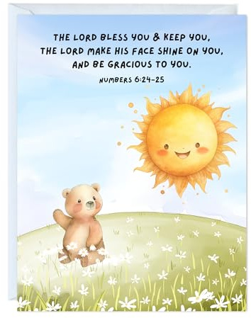 Baptism Card Religious Christian Bible Quote, Christening, First Communion, Confirmation, or Wedding Card | Prayer & Inspirational Card, Blank Inside, Thoughtful Gift by Aly Lou (The Lord Bless You & Keep You ... Numbers 6:24-25)