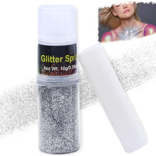 Spray Paillette Cheveux et le Corps,Bombe Paillettes Visage Glitter Makeup Pour Vetements FêTe Festival Maquillage Accessoire Argent