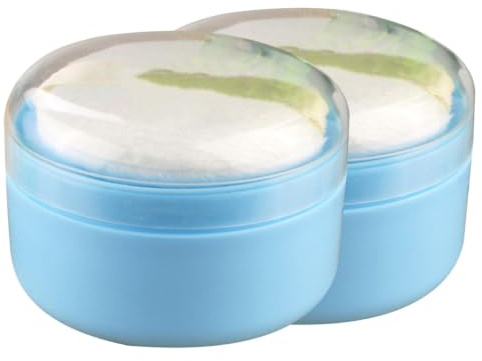 WATIIFUFU 2st Puff Box För Babypuder Praktisk Förvaring Pulverpuffar För Nyfödda Och Pojke Flicka Blå Mjuk Och Skonsam Mot Känslig Hud Enkel Att Använda Med Hand