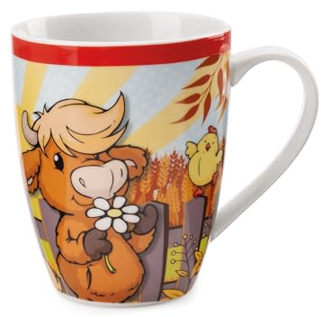 NICI Mug Vache des Highlands McMooray & Poussin Eggwina 310ml Porcelaine Rouge - Gobelet Tasse à thé Tasse à café Tasse en Porcelaine avec Anse pour Boissons Froides et Chaudes - Super idée Cadeau