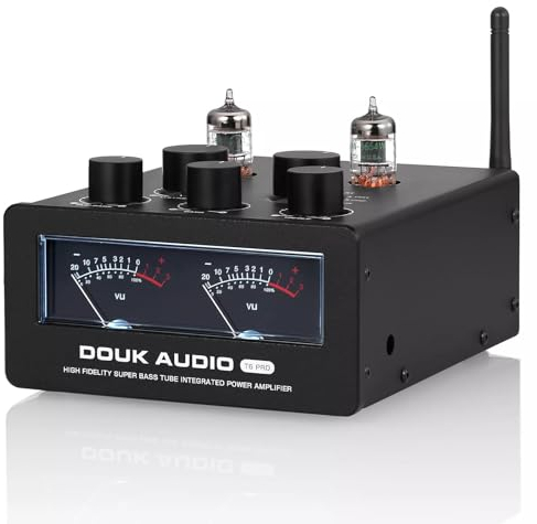 Douk Audio T6PRO HIFI TPA3255 Bluetooth Tube Amplifier with VU Meter 300Watts x2 (with 32V5A Power Supply)