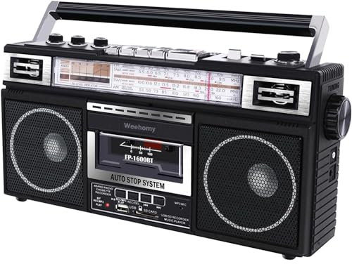 Weehomy Radio Retro Vintage, Radio Am/FM Portátil con Bluetooth Radios de Onda Corta de 3 Bandas con la Mejor Recepción Reproductor de Cassette Radio a Batería Soporta Reproducción con Tarjeta TF/USB