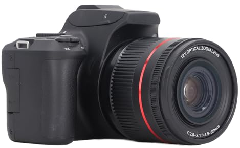 Fotocamera Digitale 4K, Fotocamera per Vlogging WIFI da 64 MP con Schermo Ribaltabile a 180° da 3 Pollici, Zoom Ottico 12X, Anti-vibrazione, Fotocamera Reflex per Viaggi