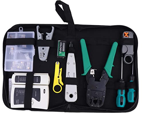 Uonlytech 12-in-1 Netzwerk Installation Kit Networking Tool Set Kabel Tester Klemme Lan Reparatur Werkzeuge Keine Batterie