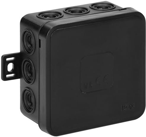 Miratic Boite de Derivation Etanche Exterieur IP54 avec 12 presse-étoupes en caoutchouc Boite de Derivation Encastrable et En Saillie Haute Qualité et Résistance aux Intempéries (noir)