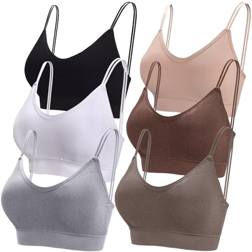 BQTQ 6 Pièces Soutien-Gorge Camisole Bralette pour Femme, XL(Sienne)