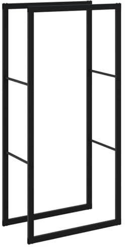 vidaXL Brennholzregal Schwarz 55x30x116 cm Stahl, Kaminholzregal, Brennholzregal Innen, Kaminholzhalter, Feuerholzregal, Kaminholzständer