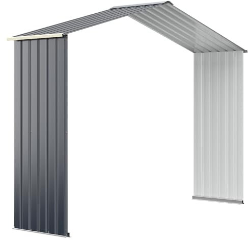 RELAX4LIFE Casetta da Giardino per Attrezzi, in Lamiera d'Acciaio e e Lamiera Zincata con Doppie Porte Scorrevoli, Tetto Inclinato, per Porta Attrezzi, Tosaerba (b1)