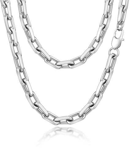 VNOX Halskette Herren Edelstahl Silber : Kuban Kette für Männer Jungen 7.5MM Silberkette Klassische Panzerkette Schmuck Geschenk Hip-Hop Kubanische Gliederkette 50CM