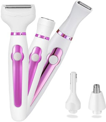 Cortadora para mujer, maquinilla de afeitar para mujer, Afeitadora Mujer, 5en1 Rasuradora Mujer Bikini Trimmer zona Intima para Bikini Axilas Brazos Cara Nariz, Recortadora Mujer zona Intima