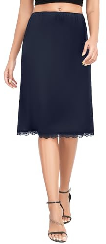 Vlazom Sottogonna da Donna Lungo in Satin Lucido con Pizzo Sottoveste Elegante per Abiti Trasparenti