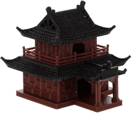 LOGOFUN Mini Pagoda Statue Plastic Miniature Pavilion Figurine Desktop Ornament for Bonsai Zen Garden Home Aquarium Dollhouse Decoration 7.6x8cm