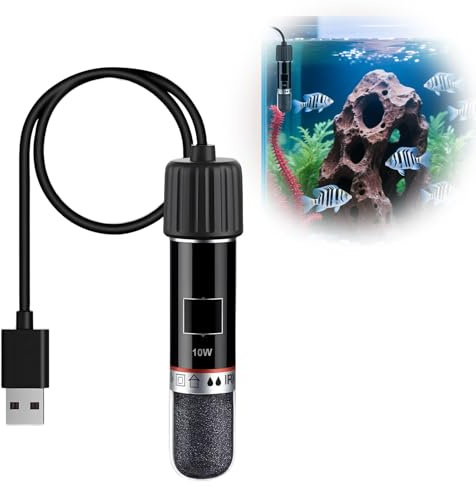 Qaum Mini akvarievärmare USB 10 W, 26 ℃ temperaturkontroll, mini akvarievärmestång, uppvärmning akvariesköldpadda för sötvatten och marinblå och 2,5 l små akvarier