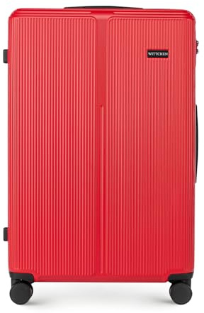 WITTCHEN Stripes Line Valigia grande (XL) | 76,5 × 50 × 29 cm (96 L), ABS rigido, 4 ruote 360° e lucchetto a combinazione | Trolley grande formato XL, Ryanair/ITA Airways - Colore: Rosso