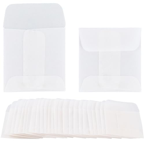 SOFPLATE 1 boîte de 50 petits Sacs en Papier Cristal (1.8x1.8 pouces) Sachets en Papier Ciré Blancs Semi Transparents pour la Pâtisserie les Biscuits les Bonbons les Projets Artisanaux et L'Emballa