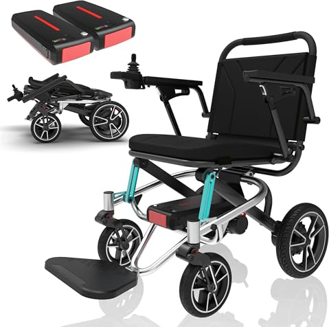 2026 New Upgrade 24+ miglia sedia a rotelle elettrica per adulti con 2 batterie agli ioni di litio da 10 Ah, sedie a rotelle All Terrain Power, sedie a rotelle motorizzate leggere per adulti e anziani