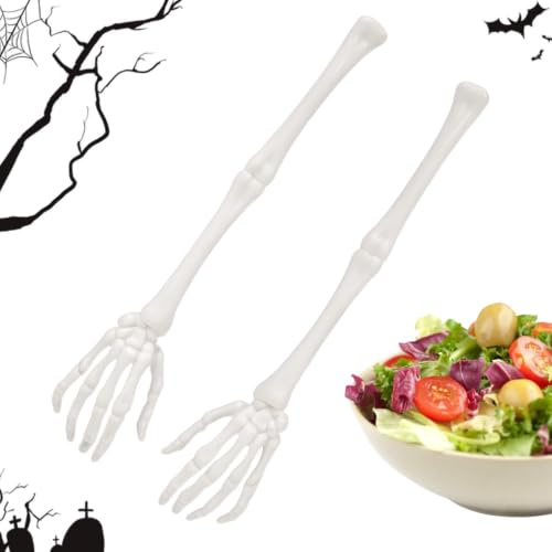 Skelett hand salladstång halkfri tvättbar halloween | Skelettarm salladsbestick för fest kök matsal restaurang kafé hem bar buffé