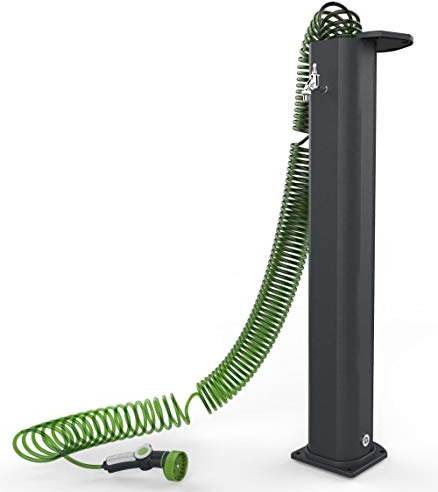 Arkema Design Fuente da Jardin Tradicional en Aluminio con Grifo de Manguera y Pistola de riego GS145/7016 Antracita