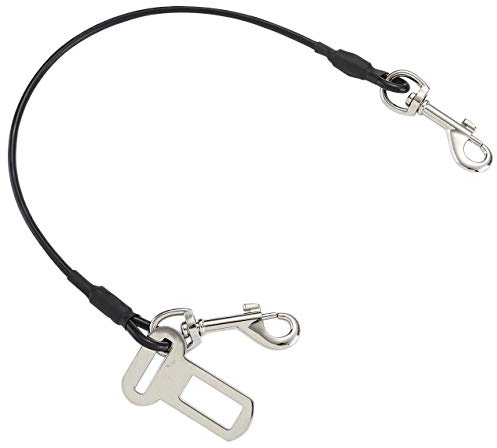 Mogoko Chew Proof Dog Car Seatbelt Safety Restraint Pet No-Chew Tether Cable Stainless Steel Dog Leash Vehicle Seat Belt Strap with Double Clip and Latch Attachment (M Size,31 inch)
