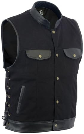 SOA Biker Side Lace Jeans väst med läderkant för män