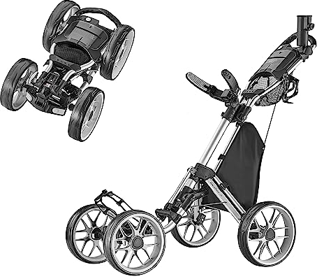 Caddytek Golfwagen mit 4 Rädern – Caddycruiser One Version 8 1-Click Faltbarer Trolley – leicht, kompakt, leicht zu öffnen, CaddyCruiser ONE Version 8 - Silver, Silber, Einheitsgröße
