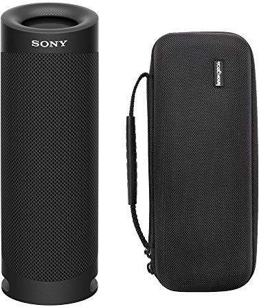 Sony SRSXB23 Extra BASS Bluetooth Wireless Portable Waterproof Speaker (Black) with Hardshell Travel and Protective Case Bundle (2 Items) - Compact, Lightweight Design, up to 12 Hours of Playtime