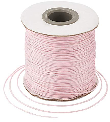 Craftdady 185 Yards 0,5 mm filo cerato imitazione pelle intrecciata filo cerato per la creazione di gioielli, macramè, collane di perline, rosa perla