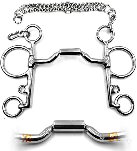 Western Degree Pelham Snaffle Horse Bit with Copper Inlay and Curb Chain (5.5)