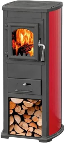 Decorspace Stufa a legna Karma 7 kW in acciaio verniciato caminetto h 89 cm (Bordeaux)