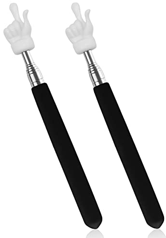 2 Pcs Telescópica Profesores Puntero, Extensible Puntero de Mano Dedo Puntero Palo para el Maestro de jardín de Infantes de Primaria (Negro)