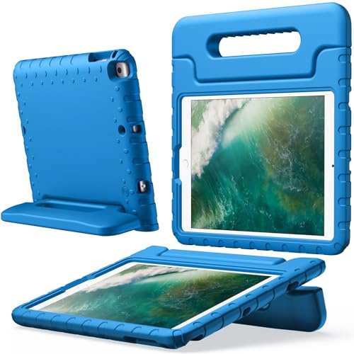 JETech Barnfodral för iPad 6:e/5:e Gen. 9,7, Air 2/1 & Pro 9,7, Blå | För iPad 9,7 (2018/2017), Air 2/1 (2014/2013) & Pro 9,7 (2016), med Handtagsstativ, Stötskyddad, Barnvänligt Skydd