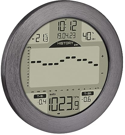 TFA Dostmann Station météo Meteomar, 35.1124.10, pour les navigateurs/bateliers, tendance de la pression, alarme réglable, anthracite