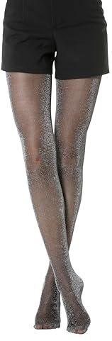 Gi&Gi Collants Transparent 40 deniers paillettes, collants femme caractérisés par un effet pailleté particulièrement brillant., Noir, L/XL