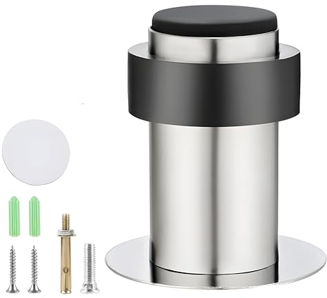 Misuyue Butee de Porte Murale/Sol Inoxydable - Bloc Bloque Porte Adhesive Anti Bruit - Arret de Porte pour Protection Poignee porte Murs et Meubles - 60mm