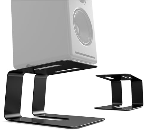 Premium Lautsprecherständer Paar - Neigung für Optimalen Klang, Stabil und rutschfest für Gaming Tisch und PC Tisch (Schwarz)