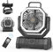 OUWANCH Portable Camping Fan with LED Light, 4 Levels 20000mAh with Remote Control and Hook Silent USB Table Fan for Fishing, Picnic, BBQ, Hiking