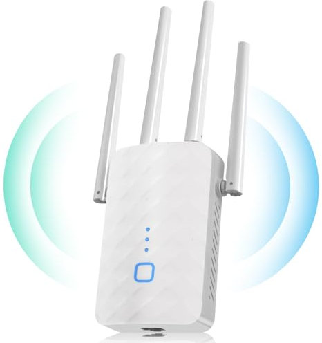 MEETOWN WLAN Verstärker, Dual Band WLAN Repeater 5GHz 2.4GHz 1200Mbit/s WiFi Verstärke, Unterstützung WPS, Kompatibel Allen Standard WiFi Routern, Deckt bis zu 9200Sq