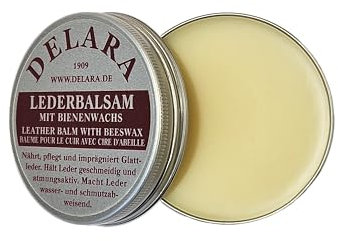 DELARA Lederbalsam mit hochwertigem Bienenwachs - Macht das Leder weich, geschmeidig und atmungsaktiv, Dose 100 ml, Made in Germany (farblos)