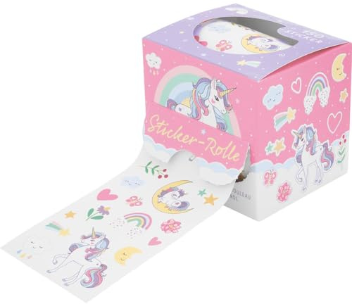 Sheepworld Stickerrolle Einhorn | mit 150 figürlichen Aufklebern, in verschiedene Größen, in Geschenkbox | Geschenk für Kinder, Kindergeburtstag, Geschenk Mädchen, Schulanfang, Schultüte | 74286