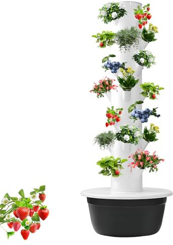 CIELOBLOEN Torre Hidropónica Profesional de 5/7/9 Niveles - de Cultivo Sin Tierra, Resistencia a Intemperie y Circulación Automática de Nutrientes,7-Layers-Black