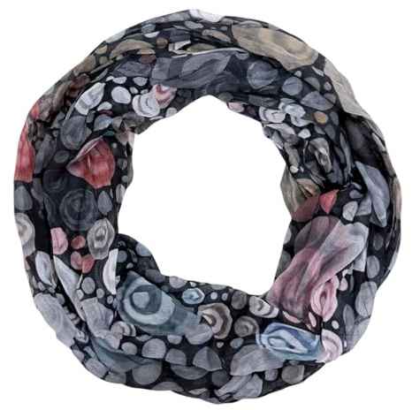 Jeamis Cerchio Loop Seta Gradiente Primavera Sciarpa Rotonda Rainbow Unisex Estate Leggera Sciarpa Stola Dots, CerchioDD Nero, 160 x 48 cm