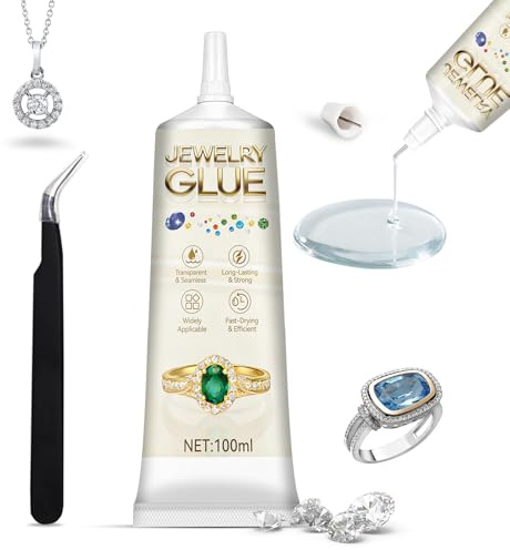 XINGHUO Pegamento Joyeria, Pegamento para Joyería, Pegamento Bisuteria, Transparente, Con Pinzas, Adecuado para Reparación de Joyas, Perlas y Adornos, Manualidades de Bricolaje, 100ML