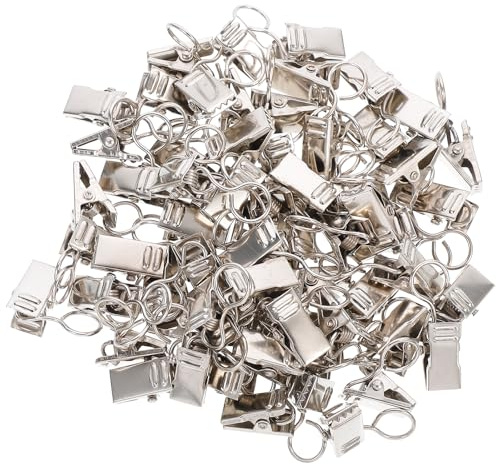 Healifty 100pcs Small Metal Curtain Clips with Rings Curtain Clamps for Window and Shower Hanging Hardware Accessories