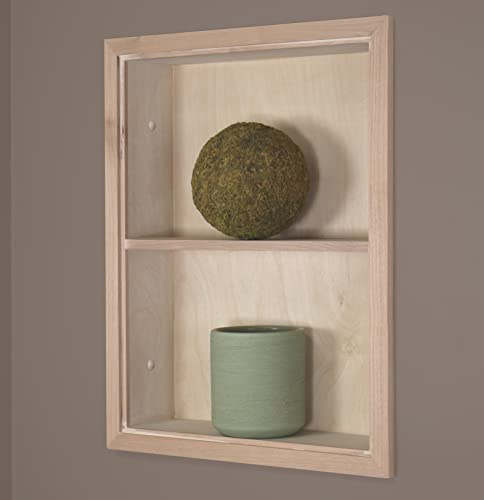 14x18 Sloane Recessed Wall Niche Medicine Cabinet Replacement, In the Wall Bathroom Cabinet Insert Shelf/Shelves, Made in North America, REAL WOOD, NO MDF, Unfinished Plain Back