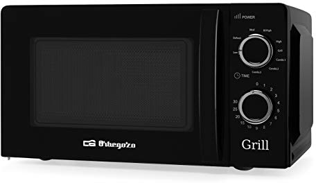 Orbegozo MIG 2131 - Four à micro-ondes avec grill, 20 l de capacité, 5 niveaux de fonctionnement et 3 fonctions combinées, minuterie jusqu’à 30 min, 700 à 900 W, noir