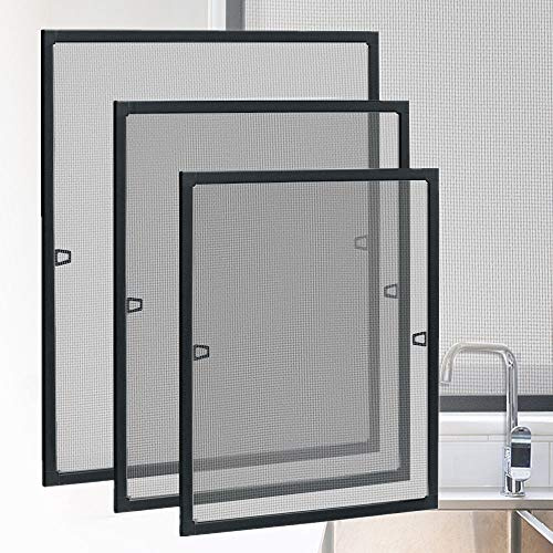 HENGMEI Zanzariera per finestra, zanzariera per finestre con telaio in alluminio, non è necessario forare le pareti, 100 x 120 cm, colore: antracite