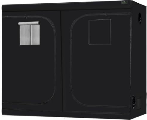 Senua 600D Mylar Hydroponic Water-Resistant Grow Tent with Observation Window and Removable Floor Tray, Tool Bag for Indoor Plant Seedling, Propagation, Blossom, etc (240 x 120 x 200 cm)